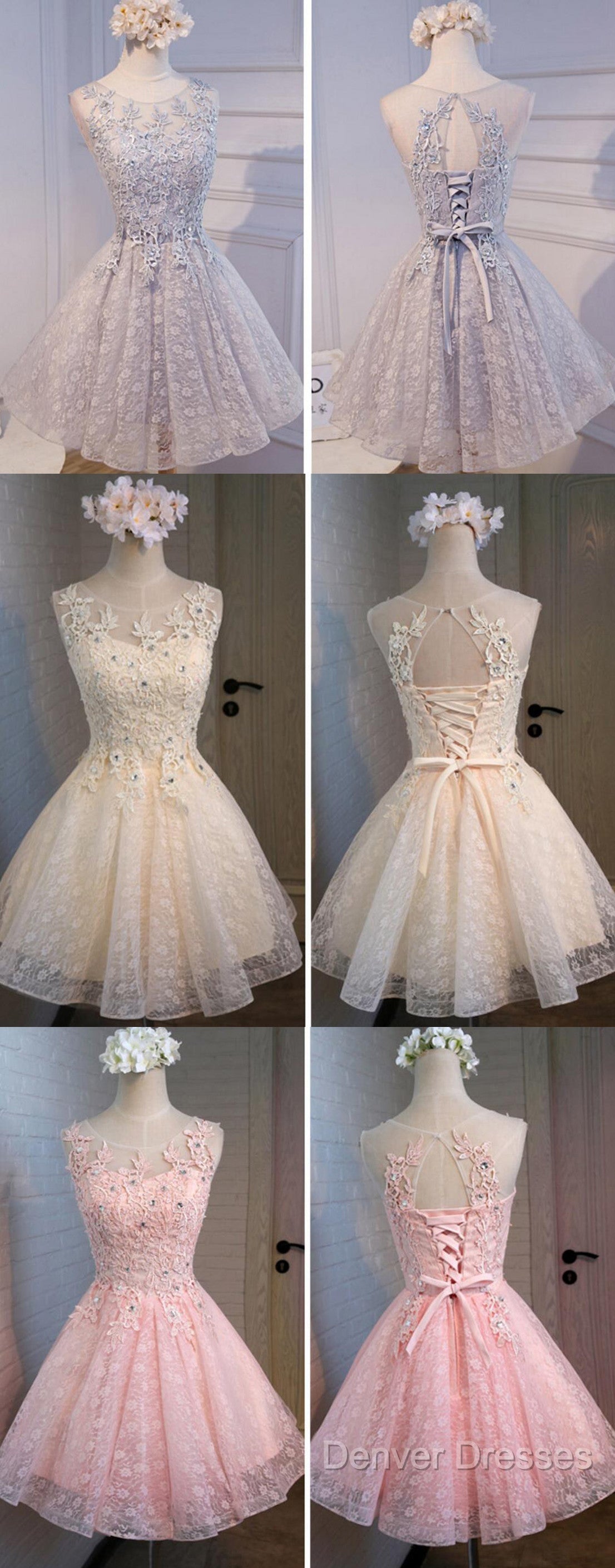 Lovely Vintage Sleeveless Full Floral Prints Appliques Clairvoyant Outfit Lace Up Back Homecoming Dress Secondary image