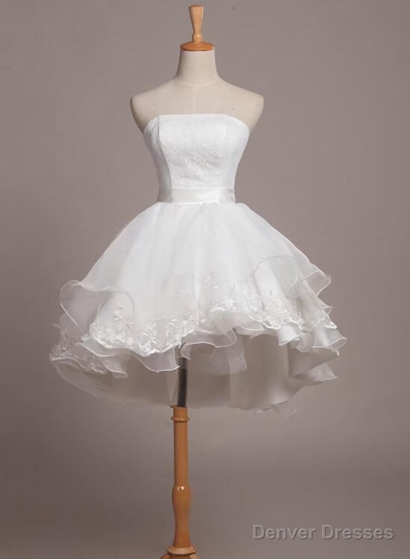 Lovely White Lace and Organza Short Graduation Dress Prom Dress, Short Teen Formal Dresses Secondary image