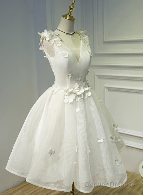 Lovely White Short Graduation Party Dress, Prom Dresses