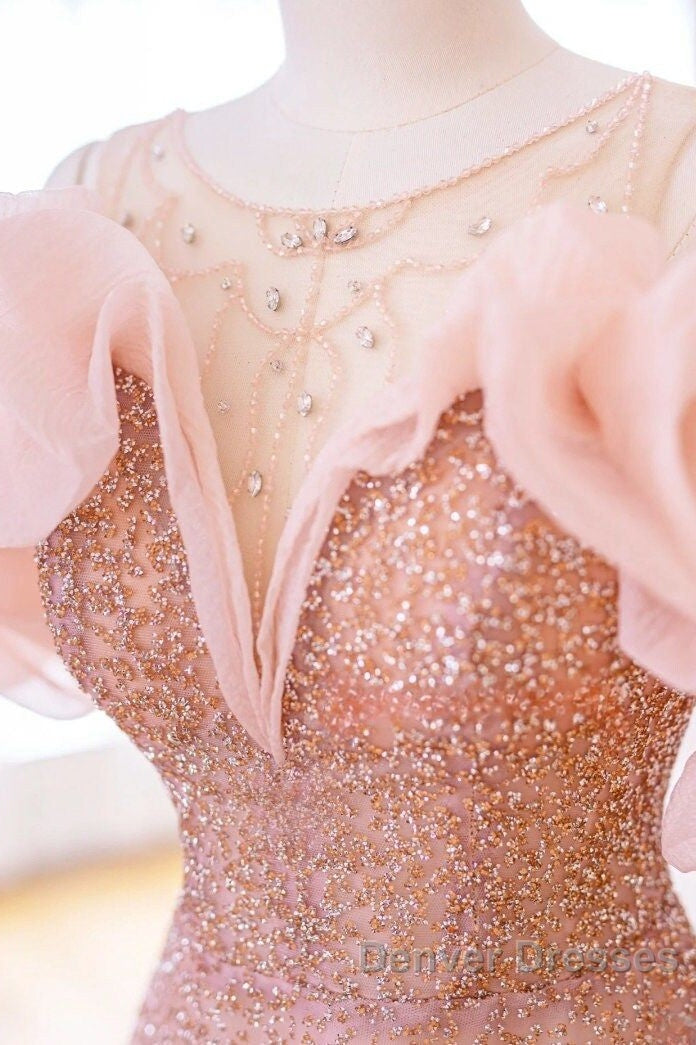 Luxurious A Line Off The Shoulder Pink Tulle Long Prom Dress