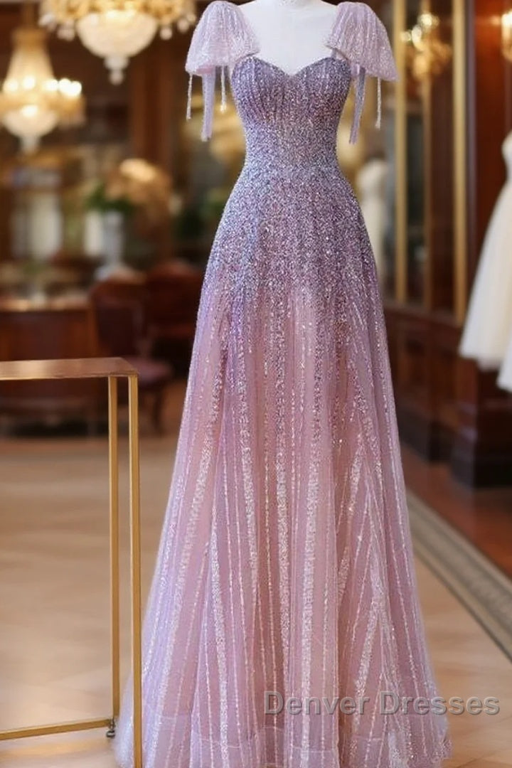 Luxurious A Line Straps Long Prom Dress