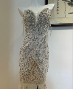 Luxurious And Elegant Sweetheart Neckline Pearl Rhinestone Lace Mermaid Long Prom Dress Evening Dress