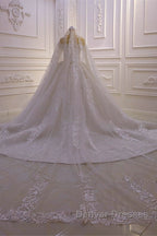 Luxurious Ball Gown Long Sleevess 3D Lace Sweetheart Long Wedding Dress