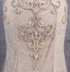 Luxurious Champagne Gold Mermaid Off-The-Shoulder Beaded Tulle Long Prom Dress Evening Dress