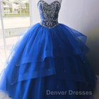 Luxurious Crystal Beaded Bodice Corset Organza Layered Quinceanera Dress