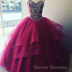 Luxurious Crystal Beaded Bodice Corset Organza Layered Quinceanera Dress