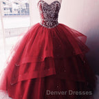 Luxurious Crystal Beaded Bodice Corset Organza Layered Quinceanera Dress