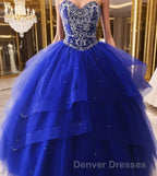 Luxurious Crystal Beaded Bodice Corset Organza Layered Quinceanera Dress