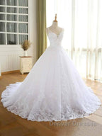 Luxurious Lace Beaded Wedding Dress New Arrival V Neck Straps Long Ball Gown Wedding Party Bridal Dress