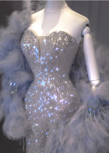 Luxurious Shiny Silver Mermaid Sweetheart Neck Sequin Long Prom Dress Evening Dress