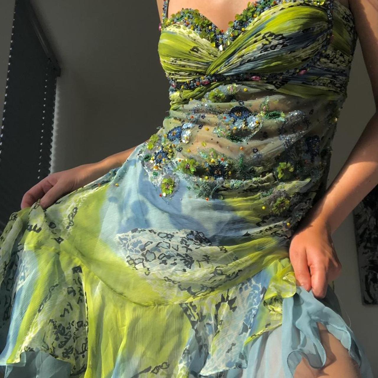 Luxurious Spaghetti Straps Beaded Sequin Ruffles Chiffon Evening Dress Outfits Secondary image