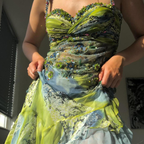 Luxurious Spaghetti Straps Beaded Sequin Ruffles Chiffon Evening Dress Outfits
