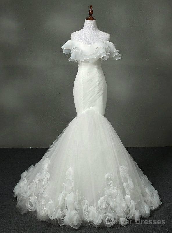 Luxurious Strapless Wedding Dress Mermaid Real Photo Tulle With Ruffles Main image