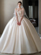 Luxury Ball Gown Strapless Sleeveless Satin White Wedding Dresses Brides Dress