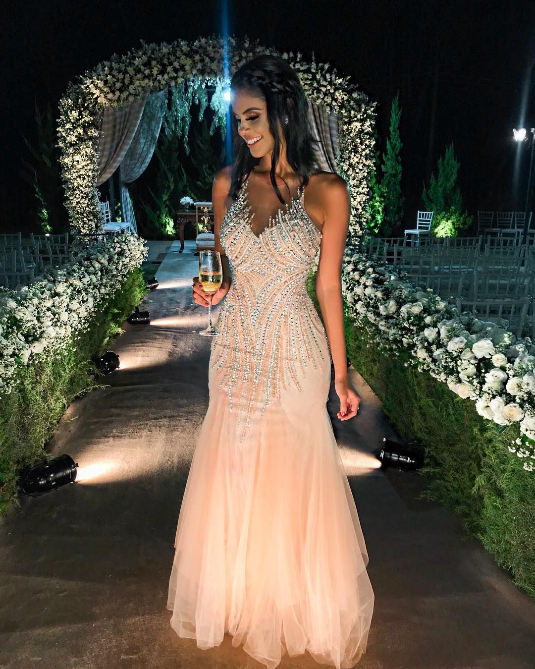 Luxury Beaded Mermaid Prom Dress Tulle Evening Long Dress Main image
