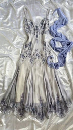 Luxury Chiffon Beaded Spaghetti Straps Long Prom Dress Mermaid Evening Dress