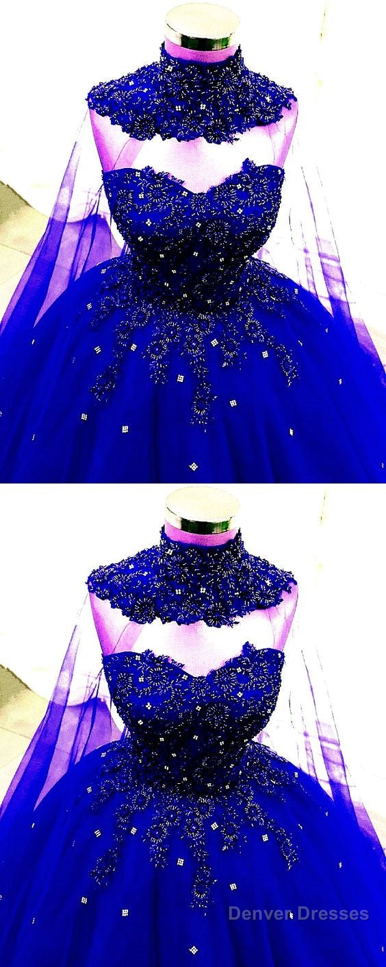 Luxury Lace Beaded Sweetheart Ball Gown Wedding Dress With Cape Prom Dress