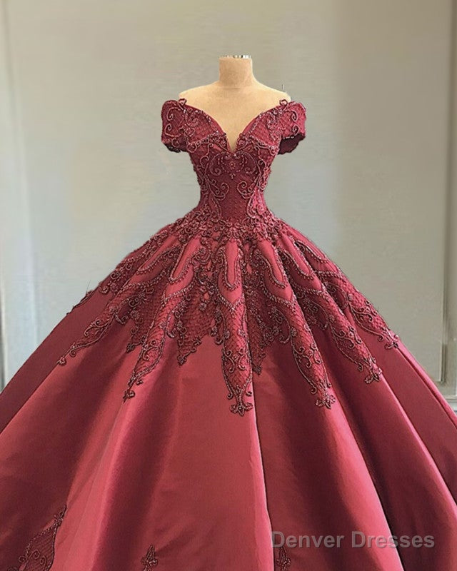 Luxury Lace Embroidery Ball Gown Off Shoulder Satin Dresses Secondary image