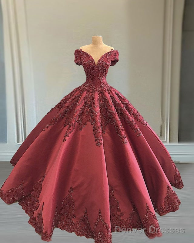 Luxury Lace Embroidery Ball Gown Off Shoulder Satin Dresses Main image