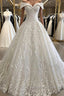 Luxury Long A-line Off the Shoulder Applique Lace Wedding Dress