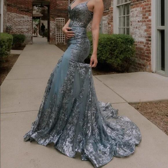 Luxury Mermaid Black Girl Long Prom Dress Birthday Outfit