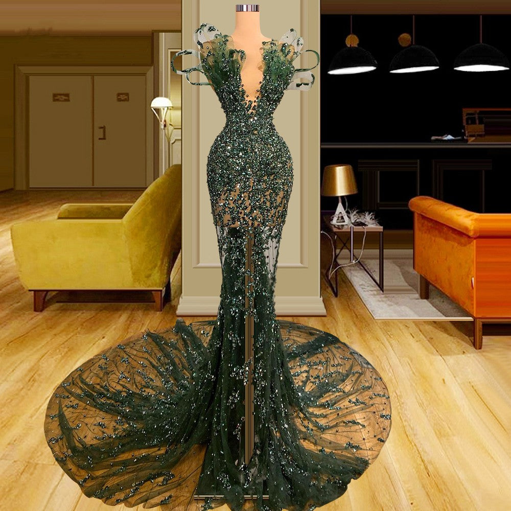 Luxury See Through Beaded Prom Dress, Bodycon Sexy Prom Evening Dress Secondary image