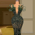 Luxury See Through Beaded Prom Dress Bodycon Sexy Prom Evening Dress