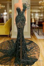 Luxury See Through Beaded Prom Dress Bodycon Sexy Prom Evening Dress