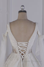 Luxury V-Neck Beadings Wedding Dress Tulle Sleeveless Sequined Bridal Gowns
