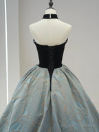 Beautiful Strapless Jacquard Floor Length Prom Dresses, A-Line Sweetheart Neck Formal Dresses