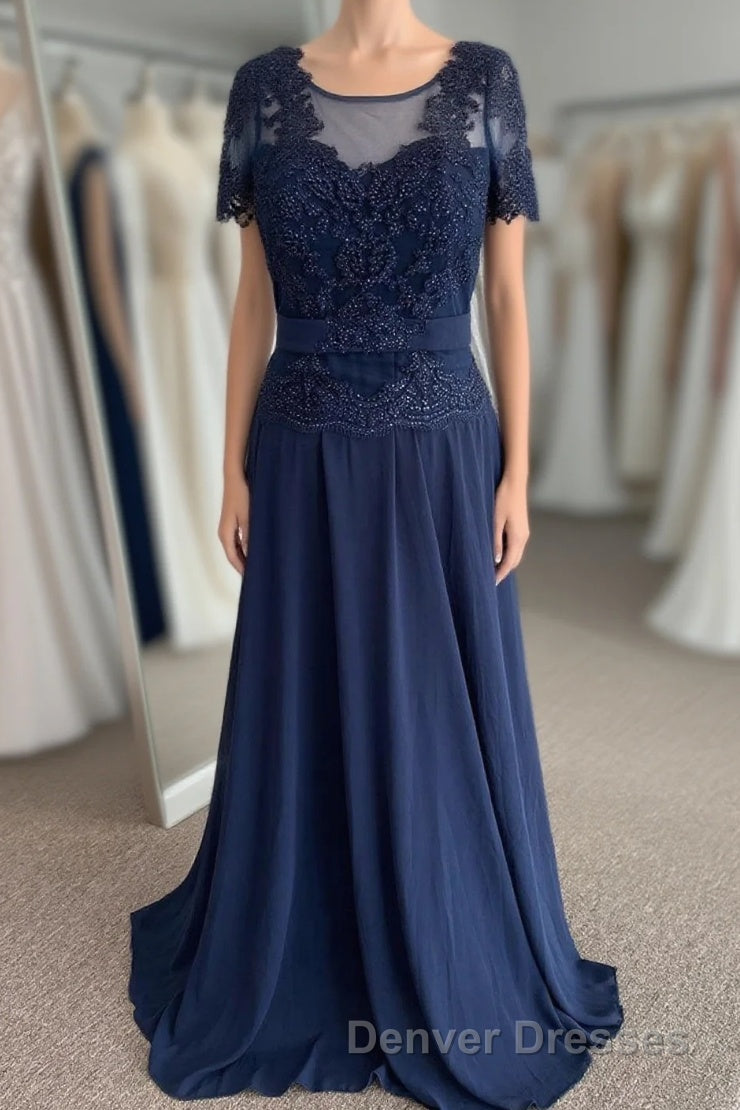 Illusion Neck Sweetheart Sleeves Beaded Appliques Long Formal Dress with Sash Main image