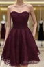 Maroon Homecoming Dress, Lace Short Prom Dress, Party Dress, Prom Dress