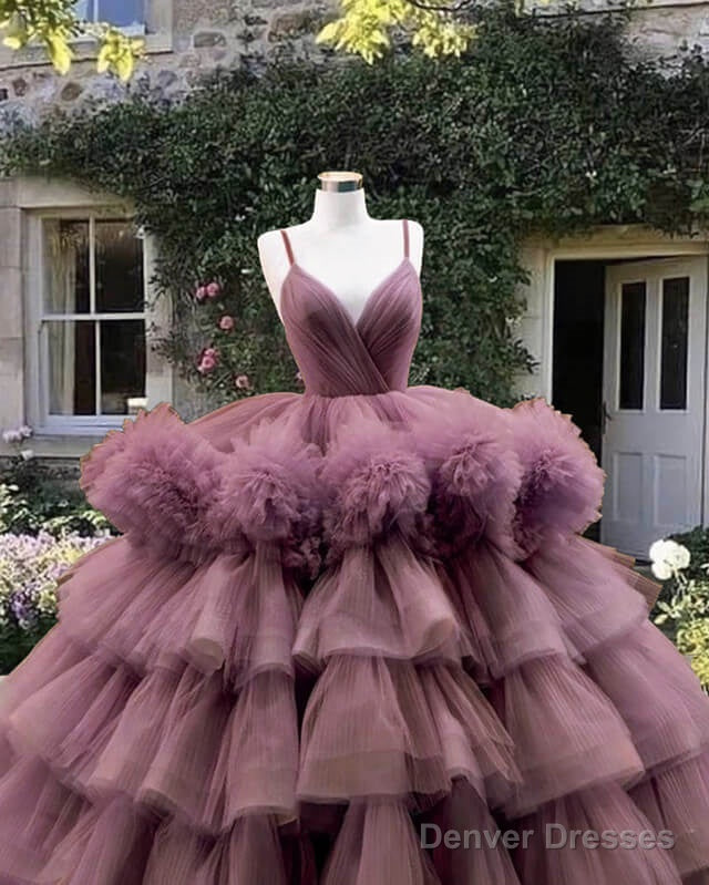 Mauve Pink Tiered Tulle Ball Gown Dress Secondary image