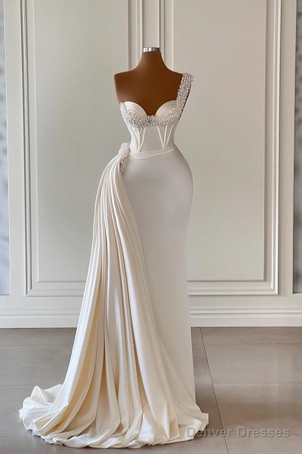 Mermaid Asymmetrical Sweetheart Beaded Floor-length Sleeveless With Side Train Prom Dress Main image