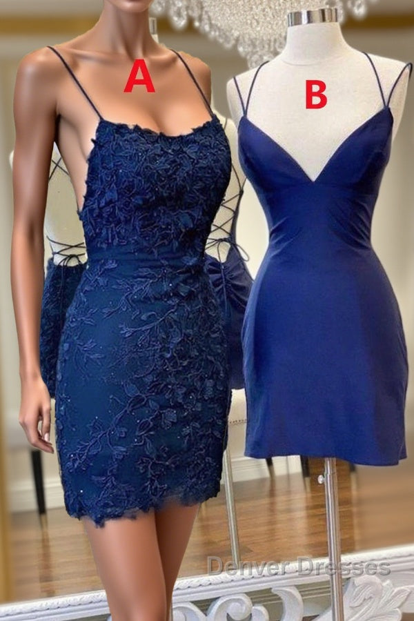 Mermaid Backless Blue Lace Prom Dress, V Neck Blue Homecoming Dress, Blue Lace Formal Evening Dress