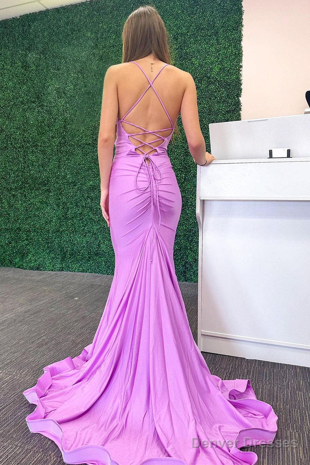 Mermaid Cowl Neck Jersey Long Prom Dress Secondary image