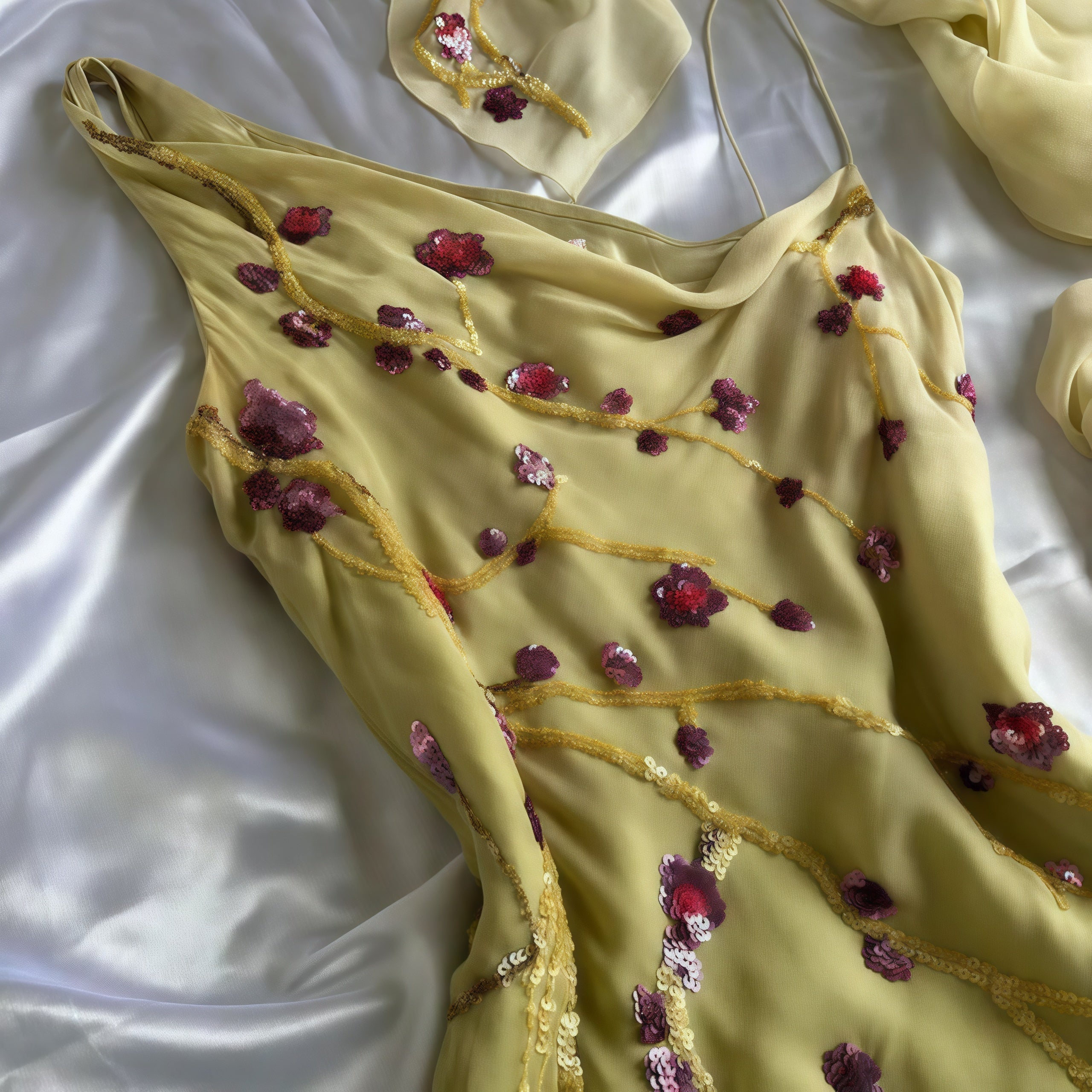 Mermaid Floral Chiffon Evening Prom Dress