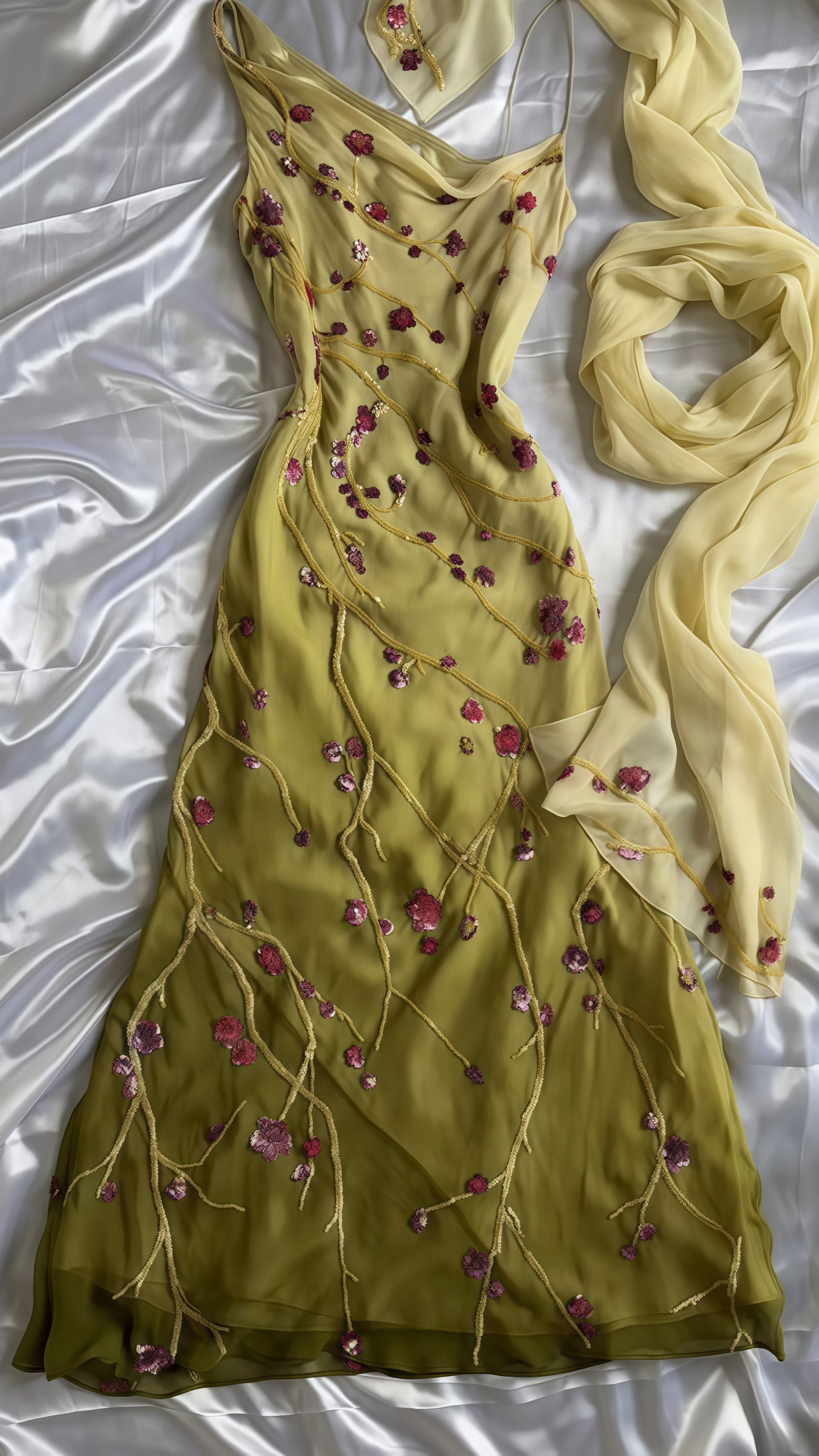 Mermaid Floral Chiffon Evening Prom Dress