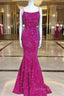 Mermaid Fuchsia Sequin Open Back Dress