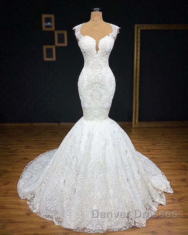 Mermaid Glamorous Straps Appliques Backless Sleeveless Bridal Gown Secondary image