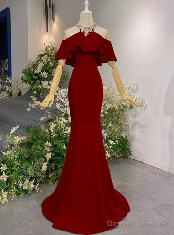 Mermaid Halter Beading Crystal Prom Dress Main image