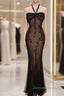 Mermaid Halter Neck Tulle Applique Long Prom Dress