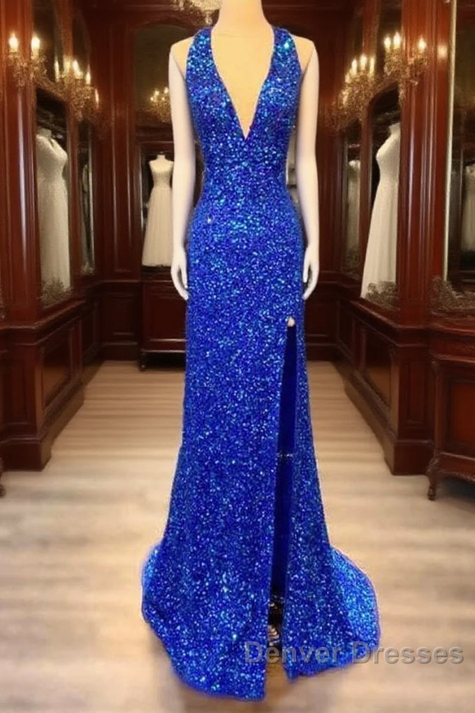 Mermaid Halter Sequin Split Dress Main image