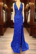 Mermaid Halter Sequin Split Dress