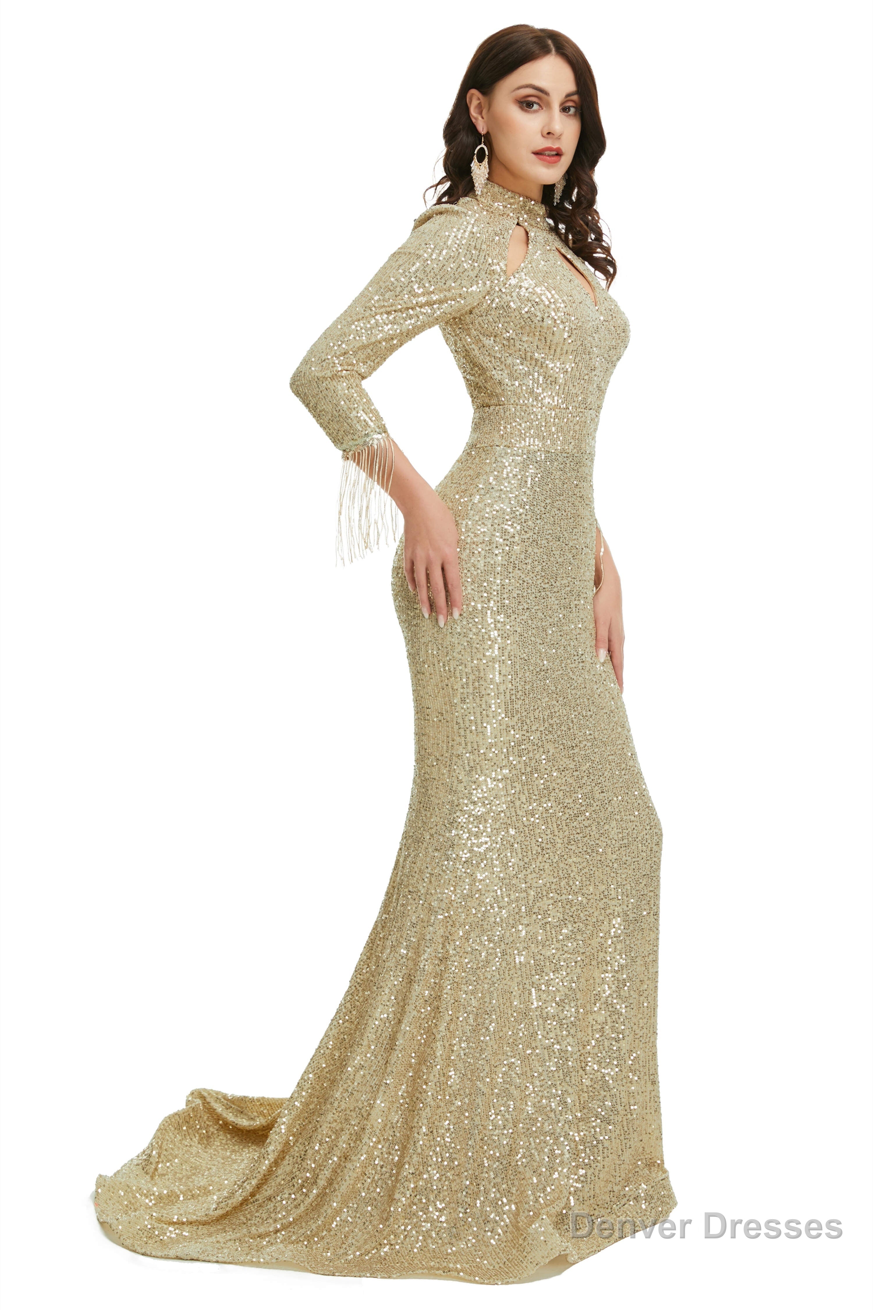 Mermaid High Neck Long Sleeve Prom Dresses Main image