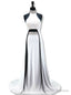 Mermaid High Neck Sleeveless Beaded Crystals White Prom Dress