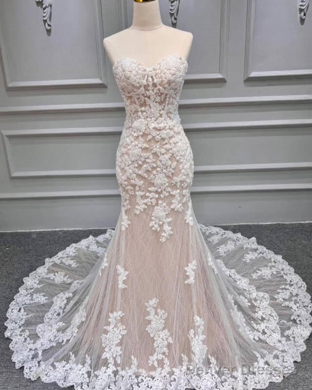 Mermaid Ivory Lace And Nude Wedding Dress Main image