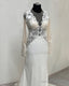 Mermaid Lace Embroidery Sheer Sleeve Open Back Wedding Dress