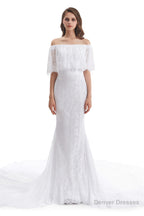 Mermaid Lace Off the Shoulder Wedding Dresses With Train