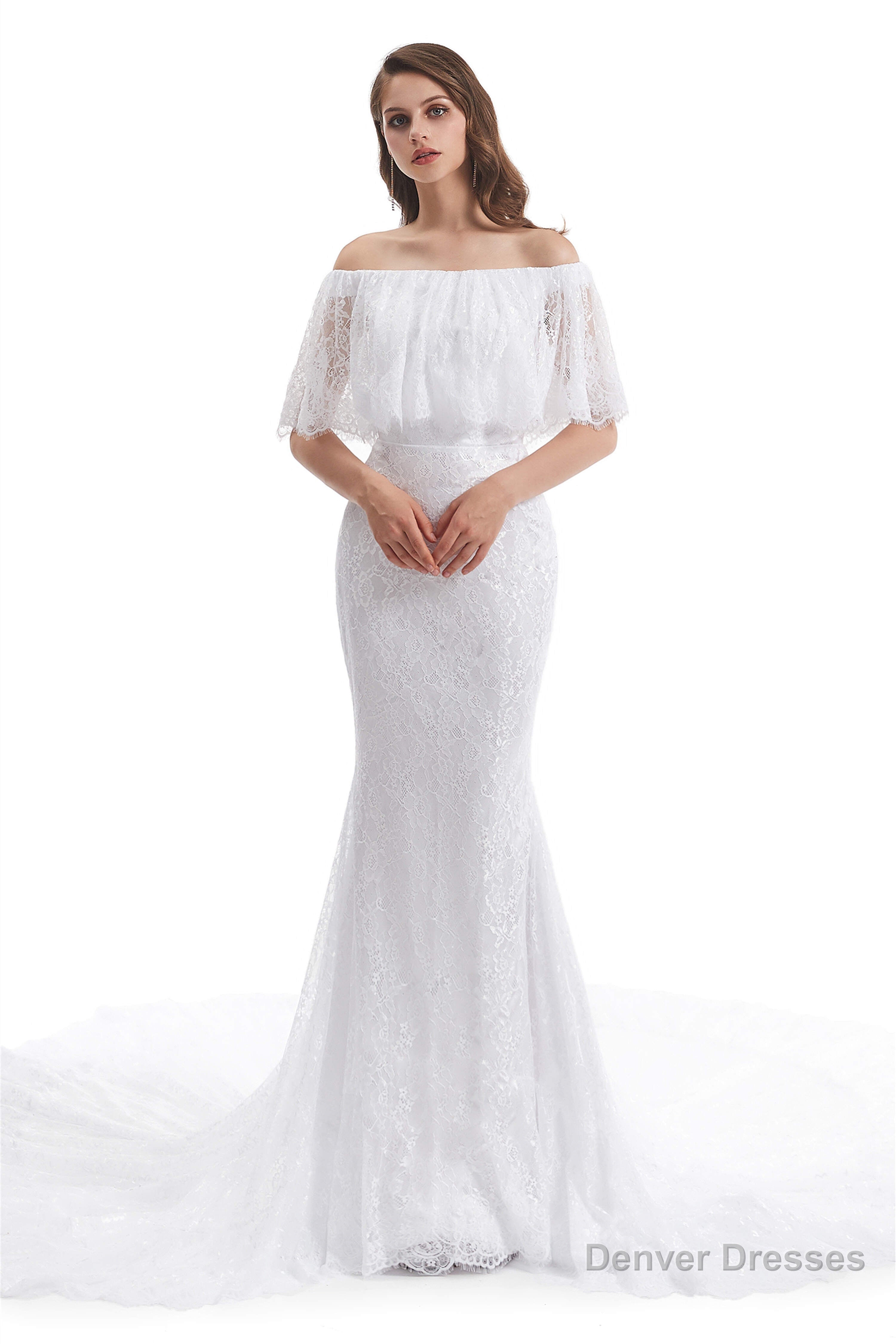 Mermaid Lace Off the Shoulder Wedding Dresses With Train Secondary image